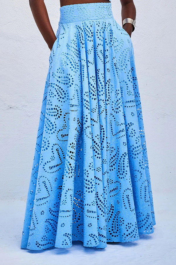 Zofia | Boho zestaw z haftem angielskim z krótkim topem i kieszeniami